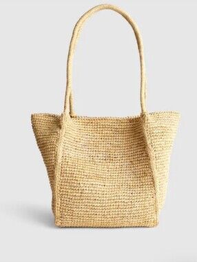 Madewell Woven Straw Bag The Lexington Small Tote Raffia warm coffee multi $138